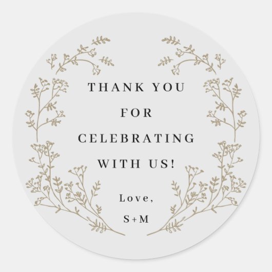エレガント金ゴールドリースありがとう ラウンドシール (正面)
