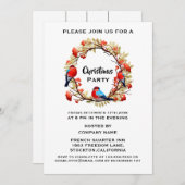 エレガント金ゴールドリース企業ののクリスマスパーティー 招待状 (正面/裏面)