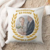 エレガント金ゴールドリース60周年結婚記念写真 クッション (ブランケット)