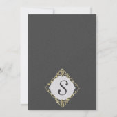 エレガント金ゴールドリーフつる植物オンブラック 招待状 (裏面)