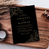 エレガント金ゴールドリーフとブモダンロ結婚ック 招待状