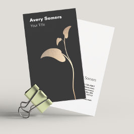 エレガント金ゴールドリーフシンプルブラックビジネスカード 名刺