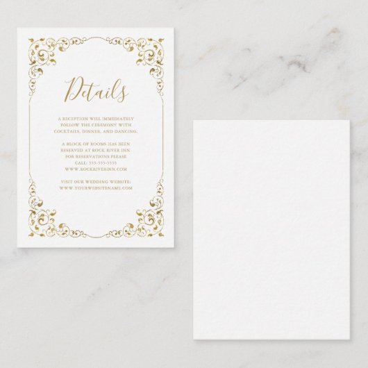 エレガント金ゴールドリーフスク結婚リプトの詳細 エンクロージャーカード (正面/裏面)