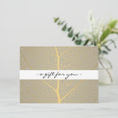 エレガント金ゴールドリーフツリーパターンギフト証明書 (スタンド正面)