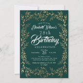 エレガント金ゴールドリーフマイルストーン誕生日招待状 招待状 (正面)