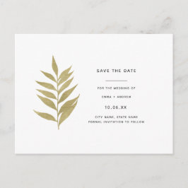 エレガント金ゴールドリーフ日付の保存 インビテーションポストカード