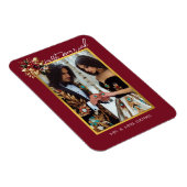 エレガント金ゴールドリーフ結婚の写真たった今結婚しました マグネット (右側)