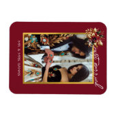 エレガント金ゴールドリーフ結婚の写真たった今結婚しました マグネット (横)