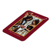 エレガント金ゴールドリーフ結婚の写真たった今結婚しました マグネット (左側)