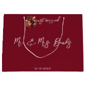 エレガント金ゴールドリーフ結婚の写真たった今結婚しました ラージペーパーバッグ (正面)