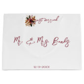 エレガント金ゴールドリーフ結婚の写真たった今結婚しました ラージペーパーバッグ (正面)