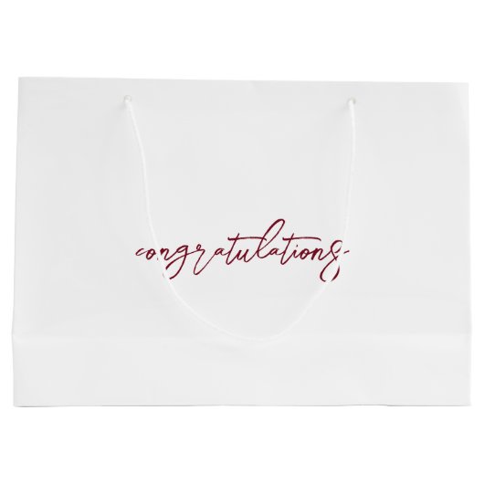 エレガント金ゴールドリーフ結婚の写真たった今結婚しました ラージペーパーバッグ (裏面)