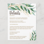 エレガント金ゴールドリーフ結婚の詳細挿入カード エンクロージャーカード (正面)