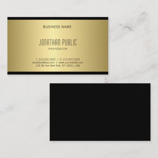 エレガント金ゴールドルッお洒落モダンクリエイティブプレインラックス 名刺 (正面/裏面)