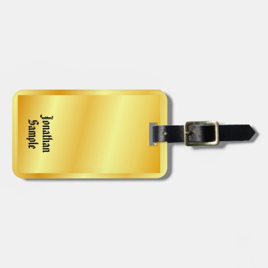 エレガント金ゴールドルッククラシックテンプレート旧スタイル文字 ラゲッジタグ (正面横)