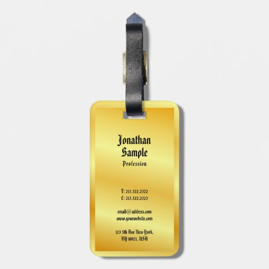 エレガント金ゴールドルッククラシックテンプレート旧スタイル文字 ラゲッジタグ (裏面縦)