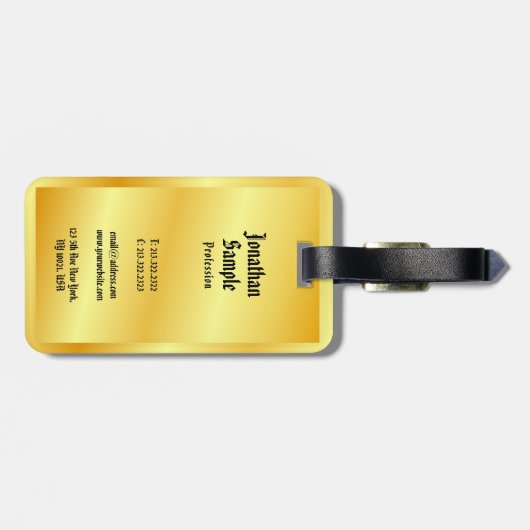 エレガント金ゴールドルッククラシックテンプレート旧スタイル文字 ラゲッジタグ (裏面横)