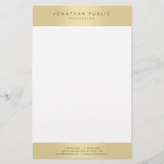 エレガント金ゴールドルックグラマラステンプレートモダントレンディー 便箋 (正面)