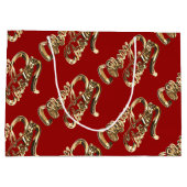 エレガント金ゴールドルックスクリプトメリークリスマスレッド ラージペーパーバッグ (裏面)