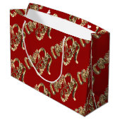 エレガント金ゴールドルックスクリプトメリークリスマスレッド ラージペーパーバッグ (裏面アングル)