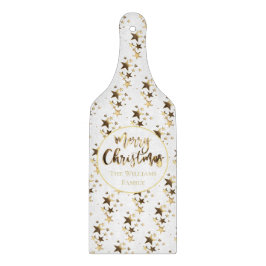 エレガント金ゴールドルックスターズパターンメリークリスマス カッティングボード