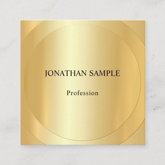 エレガント金ゴールドルックテンプレートプロフェッショナルモダン スクエア名刺 (正面)