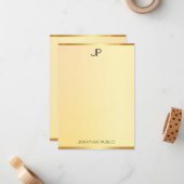 エレガント金ゴールドルックテンプレートモダンモノグラムシンプル ノートカード (正面/裏面インサイチュ)