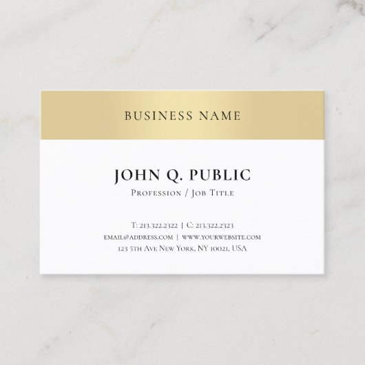 エレガント金ゴールドルックプロフェッショナルミニマルテンプレート 名刺 (正面)