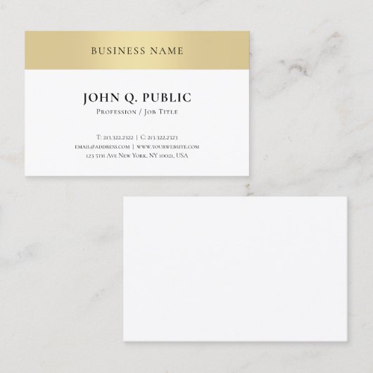 エレガント金ゴールドルックプロフェッショナルミニマルテンプレート 名刺 (正面/裏面)