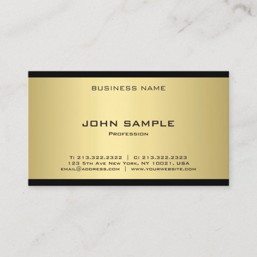 エレガント金ゴールドルックプロフェッショナルモダンテンプレート 名刺 (正面)