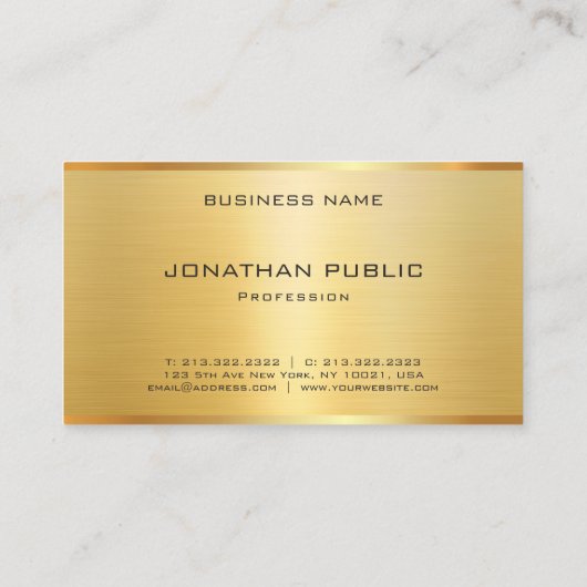エレガント金ゴールドルックモダンプロフェッショナルテンプレート 名刺 (裏面)