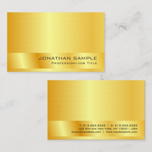 エレガント金ゴールドルックモダンプロフェッショナルテンプレート 名刺 (正面/裏面)