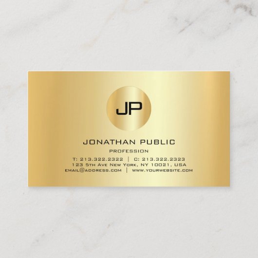 エレガント金ゴールドルックモダンプロフェッショナルモノグラム 名刺 (裏面)