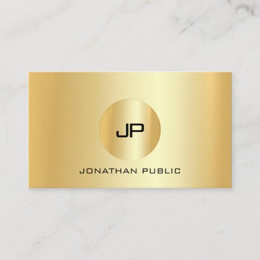 エレガント金ゴールドルックモダンプロフェッショナルモノグラム 名刺 (正面)