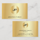 エレガント金ゴールドルックモダンプロフェッショナルモノグラム 名刺 (正面/裏面)