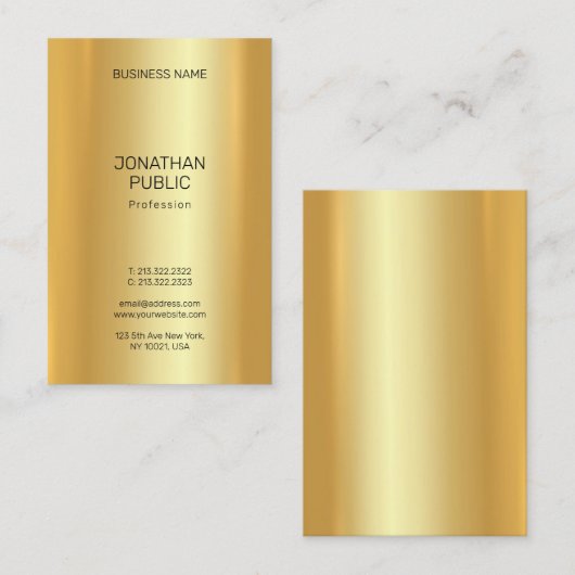 エレガント金ゴールドルックモダンミニマルテンプレート 名刺 (正面/裏面)