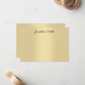 エレガント金ゴールドルックモダン手書きスクリプト ノートカード (正面/裏面インサイチュ)