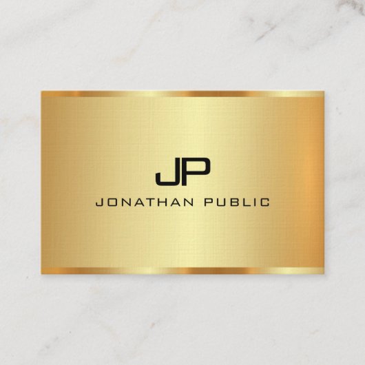 エレガント金ゴールドルックモノグラムイニシャルパーソナライズされた 名刺 (正面)