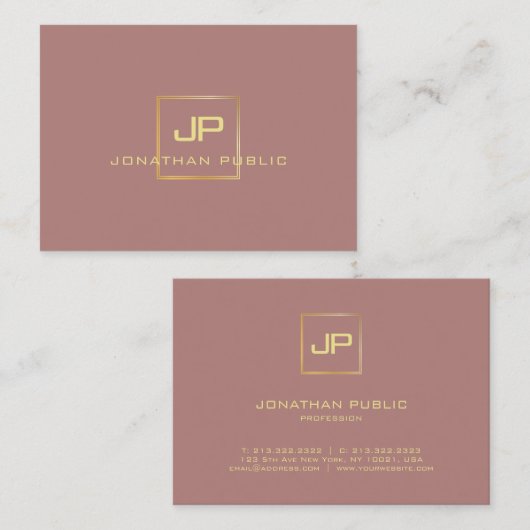 エレガント金ゴールドルックモノグラムプロフェッショナルモダン 名刺 (正面/裏面)