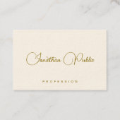 エレガント金ゴールドルック文字シグネチャークリームタイポグラフィ 名刺 (正面)
