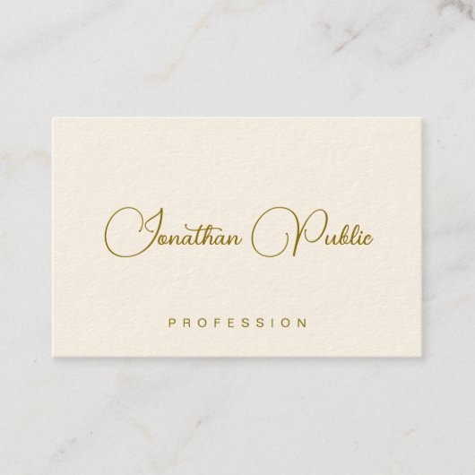 エレガント金ゴールドルック文字シグネチャークリームタイポグラフィ 名刺 (正面)