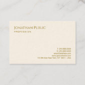 エレガント金ゴールドルック文字シグネチャークリームタイポグラフィ 名刺 (裏面)