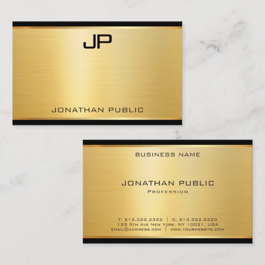 エレガント金ゴールドルッモダンクラグジュアリーグラマーテンプレート 名刺 (正面/裏面)