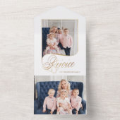 エレガント金ゴールドレジョイス書道台本の写真 オールインワン招待状 (内側)