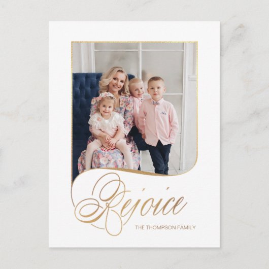 エレガント金ゴールドレジョイス書道台本の写真 シーズンポストカード (正面)