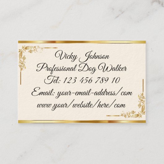 エレガント金ゴールドレタープロフェッショナル 名刺 (裏面)