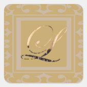 エレガント金ゴールドレターL洗練モノグラム スクエアシール (正面)