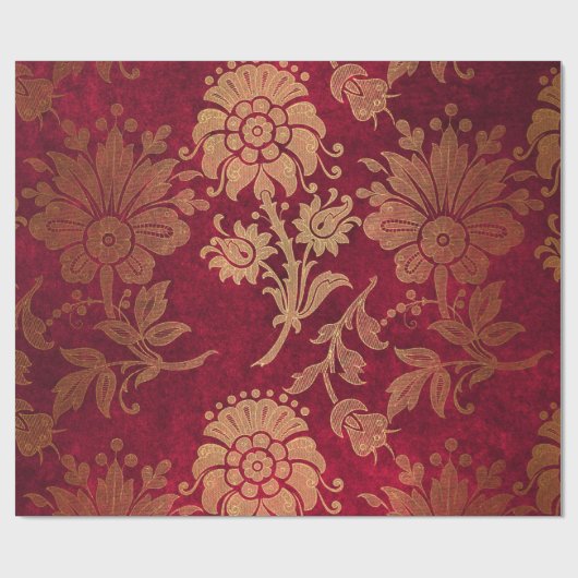 エレガント金ゴールドレッドダ王室のマスクの花柄 ラッピングペーパー (フラット)