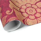エレガント金ゴールドレッドダ王室のマスクの花柄 ラッピングペーパー (ロールコーナー)