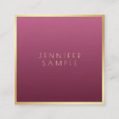 エレガント金ゴールドレッドモダンプロフェッショナル芸術的ルクセ スクエア名刺 (正面)